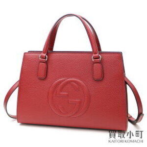 Gucci Soho Top Handle Bag Red Calfskin Interlocking GG Tote Crossbody